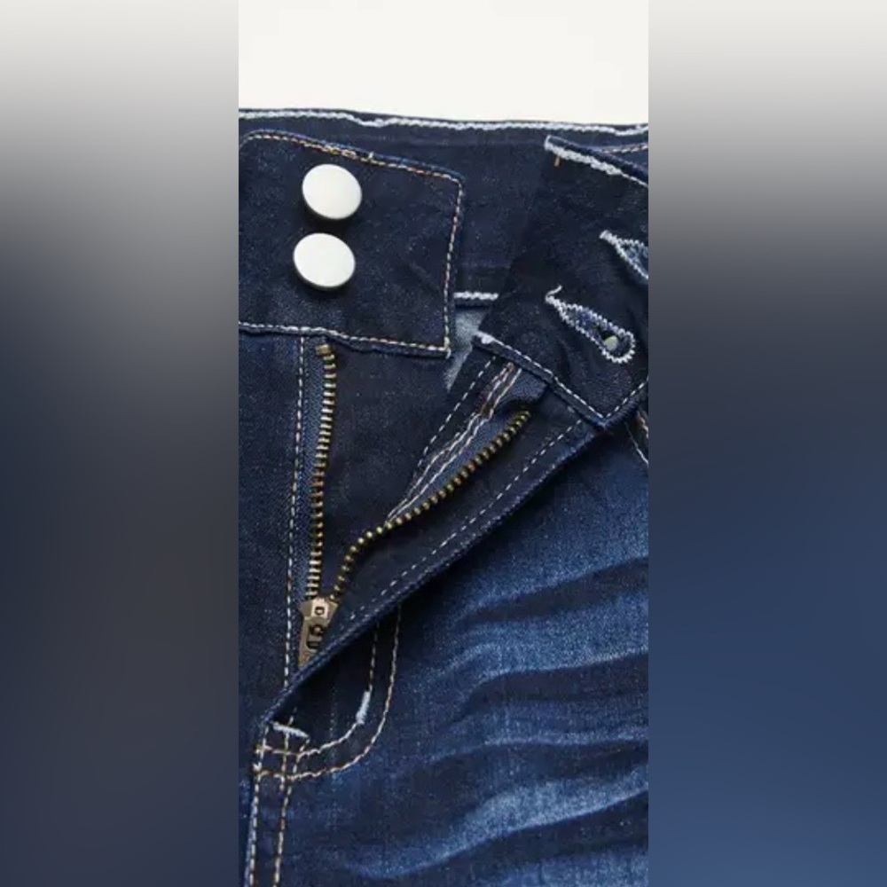 Flamingals Feather Embroidery Split Hem Mid Waist Bootcut Jeans Size Large NWT - Picture 9 of 14